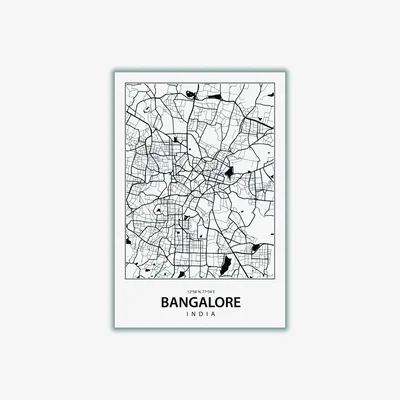 Wolf & Badger Black Map Of Bangalore Extra Small Stanley Print House
