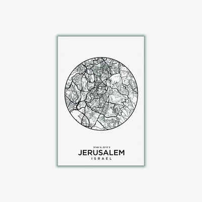 Wolf & Badger Black Map Of Jerusalem A2 420 X 594Mm Stanley Print House