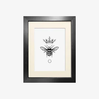 Wolf & Badger Black 'Honey Queen Bee' Fine Art Print A4 A4 210 X 297Mm Emily Carter