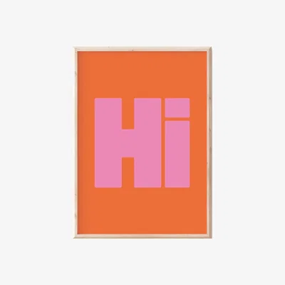 Wolf & Badger Yellow / Orange Hi Orange A3 Text Print Sofe Store