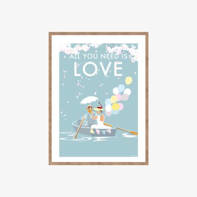Wolf & Badger All You Need Is Love Inspirational Quote | A4 | 210 X 297Mm | Becky Bettesworth