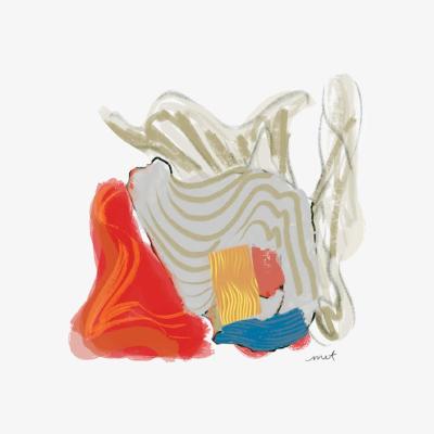 Wolf & Badger White / Red Bouquet By Met Giclée Fine Art Print - White A4 210 X 297Mm Blue Nude