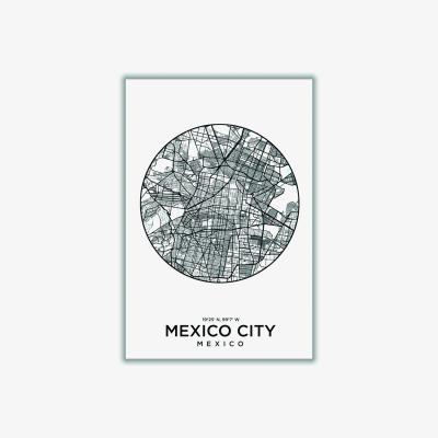 Wolf & Badger Black Map Of Mexico City Extra Small Stanley Print House