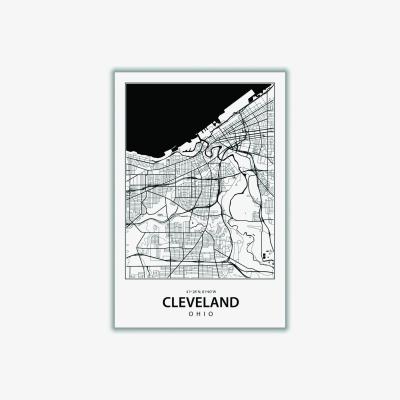 Wolf & Badger Black Map Of Cleveland Ohio Extra Large Stanley Print House