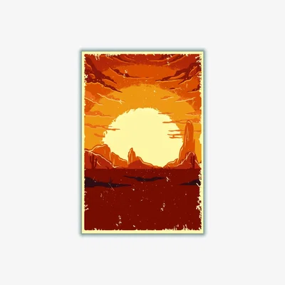 Wolf & Badger Brown Desert Sunset A4 210 X 297Mm Stanley Print House