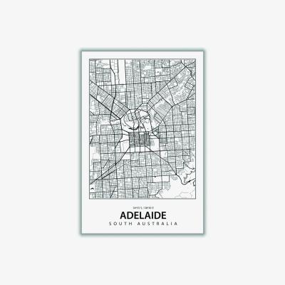 Wolf & Badger Black Map Of Adelaide Extra Large Stanley Print House