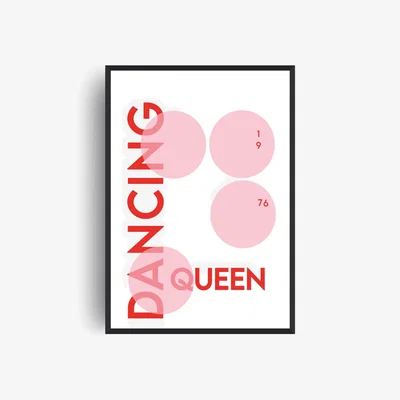 Wolf & Badger Dancing Queen Music Retro Art Print | A4 | 210 X 297Mm | Fanclub