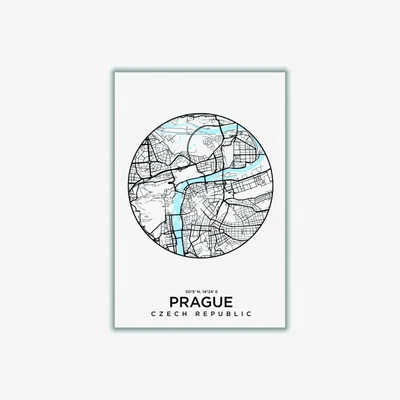 Wolf & Badger Blue Map Of Prague Small Stanley Print House