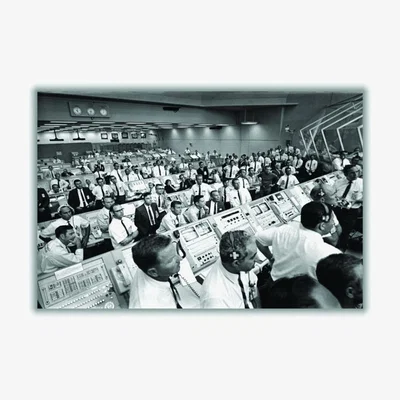Wolf & Badger Grey Apollo 11 Control Center Lift Off A2 420 X 594Mm Stanley Print House