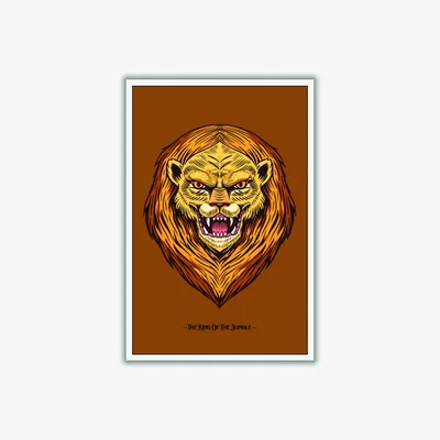Wolf & Badger Yellow / Orange The King Of The Jungle A2 420 X 594Mm Stanley Print House