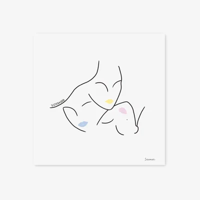 Wolf & Badger Sisterhood Iii Art Print 30X30Cm Soumati Studio
