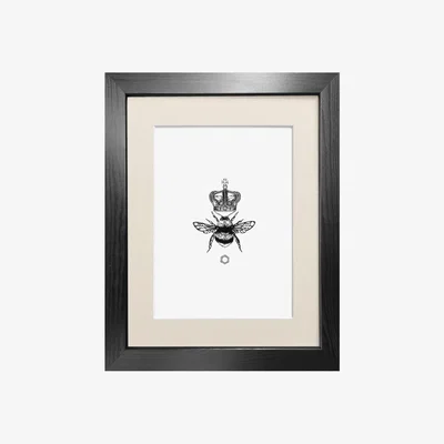 Wolf & Badger Black 'The Queen Bee' Fine Art Print A5 Emily Carter