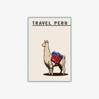 Wolf & Badger Brown Travel Peru - Llama A4 210 X 297Mm Stanley Print House