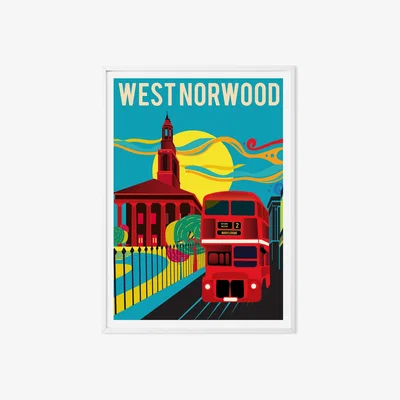 Wolf & Badger West Norwood London Illustrated Art Print A3 297 X 420Mm Eye for London Prints