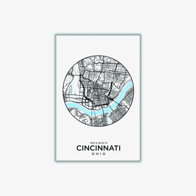 Wolf & Badger Blue Map Of Cincinnati Large Stanley Print House