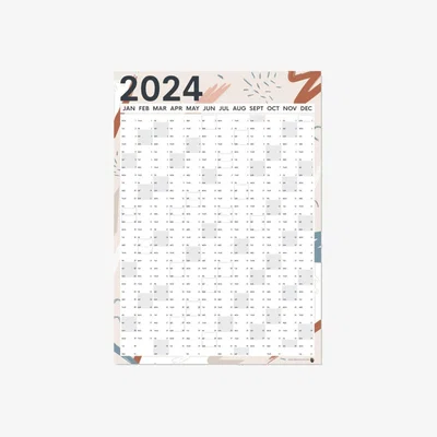 Wolf & Badger Neutrals 2024 Wall Planner - A1 Size A1 594 X 841Mm The Native State