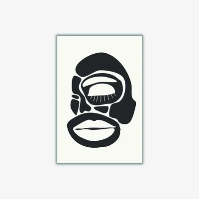 Wolf & Badger Black Abstract Faces Series #2 Large Stanley Print House