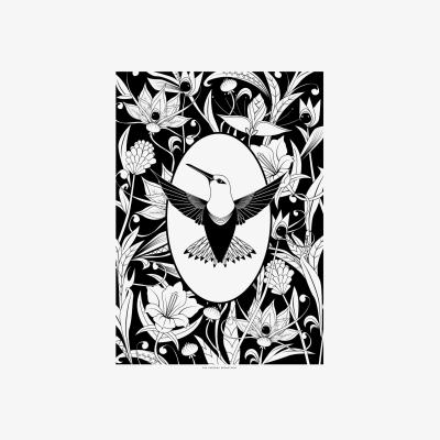 Wolf & Badger Black / White Elemental Hummingbird Print Black & White The Curious Department