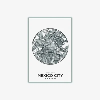 Wolf & Badger Black Map Of Mexico City A4 210 X 297Mm Stanley Print House
