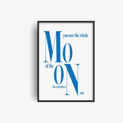 Wolf & Badger Blue Whole Of The Moon Retro Giclée Art Print A2 Fanclub