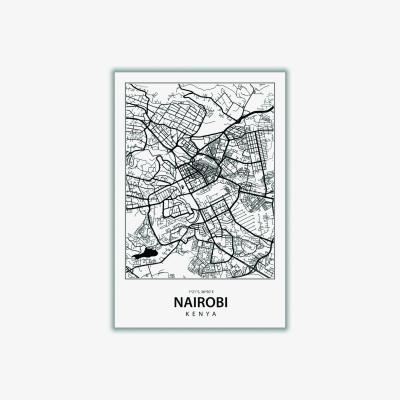 Wolf & Badger Black Map Of Nairobi Large Stanley Print House