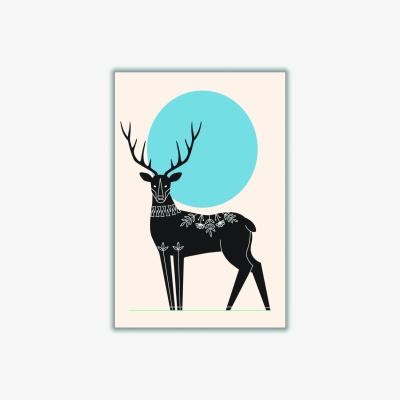 Wolf & Badger Blue Moonlight Deer A4 210 X 297Mm Stanley Print House