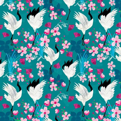 Wolf & Badger Giclee Print - Red Crowned Crane & Blossom Amanda West