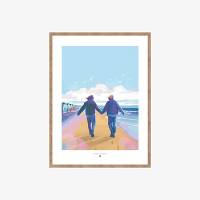Wolf & Badger Love Is Love 🌈 Vintage Style Quote Print | A4 | 210 X 297Mm | Becky Bettesworth