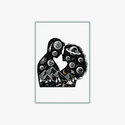 Wolf & Badger Black Galactic Love Xxs Stanley Print House