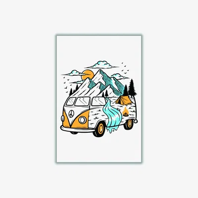Wolf & Badger Blue Home Is Where You Park It A3 297 X 420Mm Stanley Print House