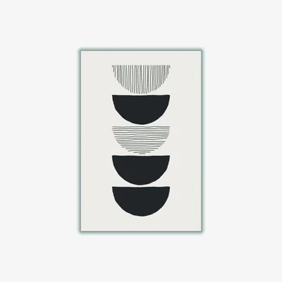 Wolf & Badger Black Circles And Lines #1 A4 210 X 297Mm Stanley Print House
