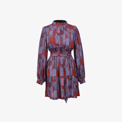 Wolf & Badger Women's Graphic Print Short Blouse-Dress | Medium | Smart and Joy