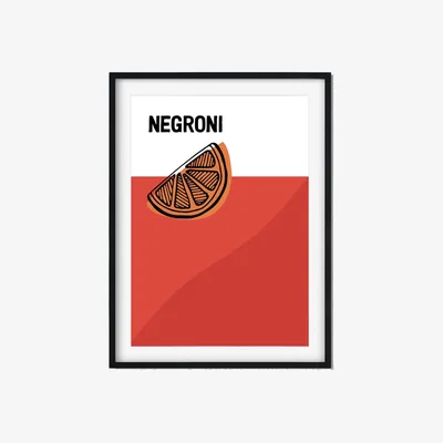 Wolf & Badger Yellow / Orange Negroni Cocktail A3 297 X 420Mm The Native State