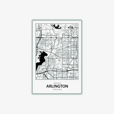 Wolf & Badger Black Map Of Arlington Medium Stanley Print House