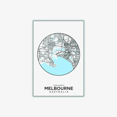 Wolf & Badger Blue Map Of Melbourne A1 594 X 841Mm Stanley Print House