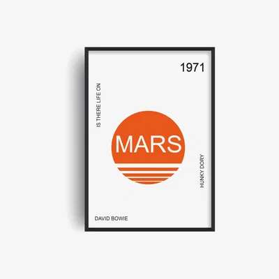 Wolf & Badger Red Life On Mars David Bowie Retro Giclée Art Print A3 297 X 420Mm Fanclub