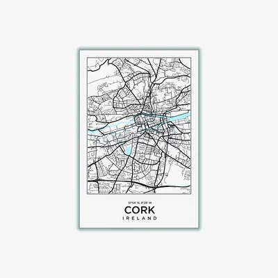 Wolf & Badger Black Map Of Cork Ireland Small Stanley Print House