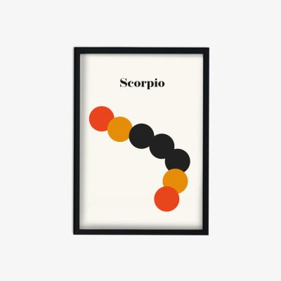 Wolf & Badger Gold / Black / Red Scorpio Zodiac Star Sign A2 Art Print Fanclub