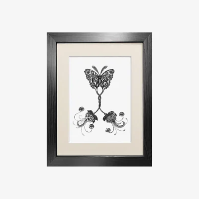 Wolf & Badger Black Coenia Oculus Fine Art Print A4 Emily Carter