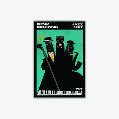 Wolf & Badger Blue New Orleans Jazz Fest A4 210 X 297Mm Stanley Print House