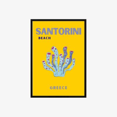 Wolf & Badger Yellow / Orange Santorini Sea Wonders Poster | Artchi