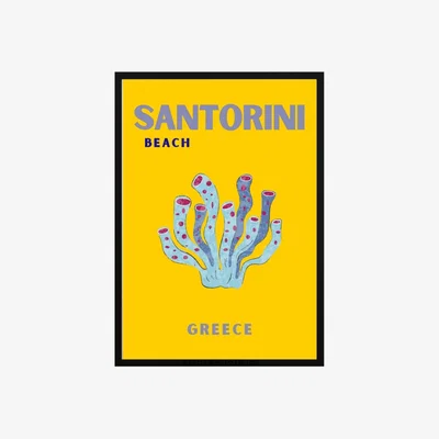 Wolf & Badger Yellow / Orange Santorini Sea Wonders Poster | Artchi