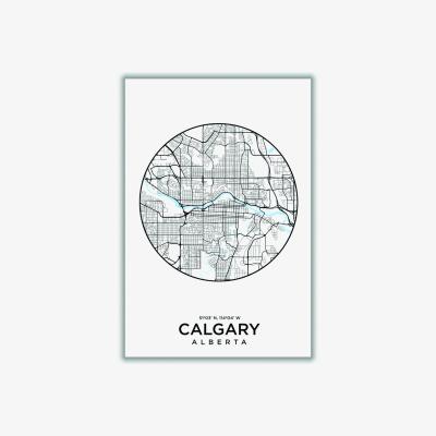 Wolf & Badger Black Map Of Calgary Extra Large Stanley Print House