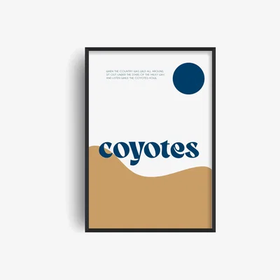 Wolf & Badger Coyotes Western Inspired Retro Giclée Art Print A3 Fanclub