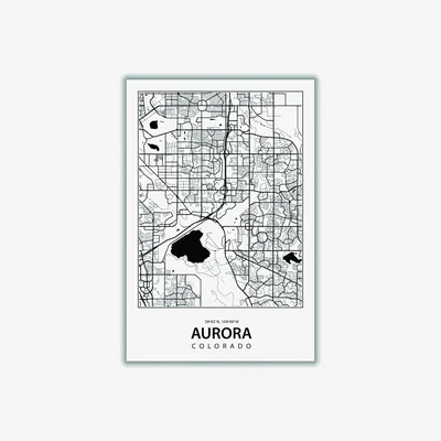 Wolf & Badger Black Map Of Aurora Colorado Extra Large Stanley Print House