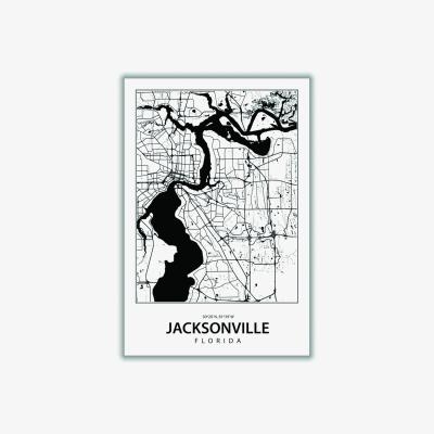 Wolf & Badger Black Map Of Jacksonville A3 297 X 420Mm Stanley Print House