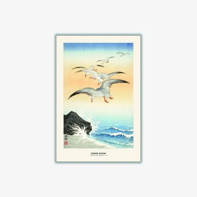 Wolf & Badger Ohara Koson - Five Seagulls Above Turbulent Sea A3 297 X 420Mm Stanley Print House