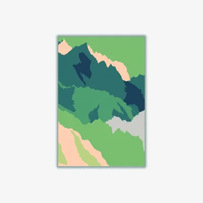Wolf & Badger Green Japanese Mountain Range A3 297 X 420Mm Stanley Print House