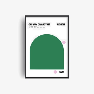 Wolf & Badger Green One Way Or Another Music Song Lyric Art Print | A3 | 297 X 420Mm | Fanclub