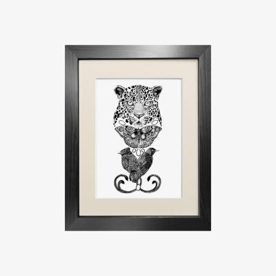 Wolf & Badger Black ​'The Tropical Leopard' - Fine Art Print A4 Emily Carter